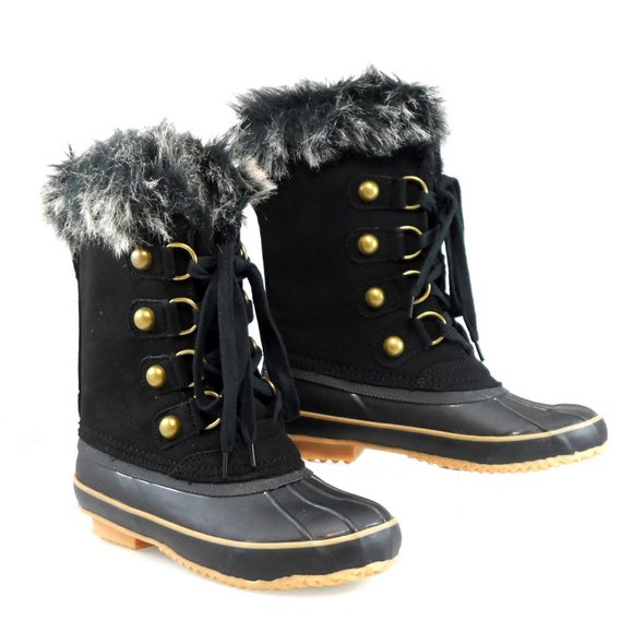 NEW Juicy Couture Waterproof Lace-Up Faux Fur Trim Duck Toe Winter Snow Boot 6 - Picture 11 of 11